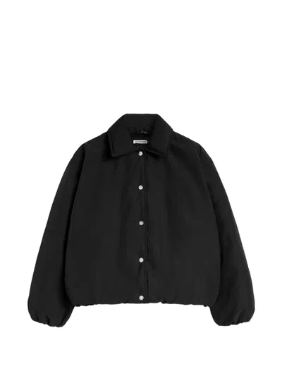 Jil Sander Striped Logo Embroidered Tshirt In Black