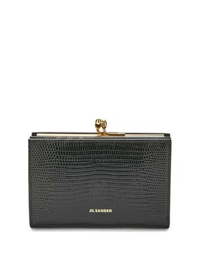 Jil Sander Goji Logo-stamp Lizard-effect Purse In 001