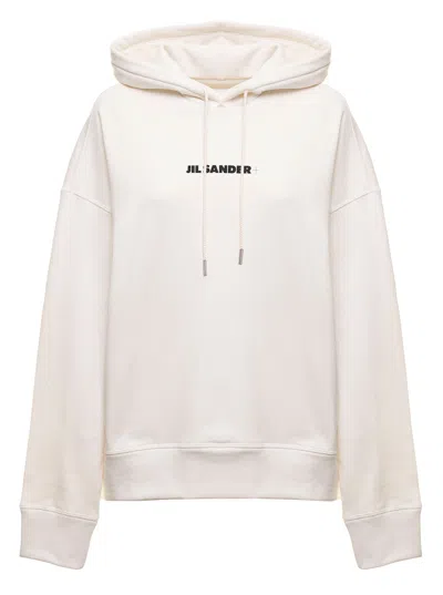 Jil Sander + Hoodie With Logo In Neutral