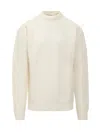 Jil Sander Perforated Crew Neck Sweater In Neutral
