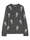 Jil Sander Alpaca Blend Sweater Embroidered Flowers In Gray