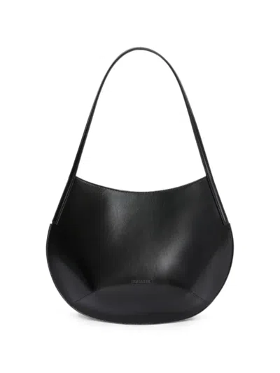 Jil Sander Kante Angular Leather Shoulder Bag In Black