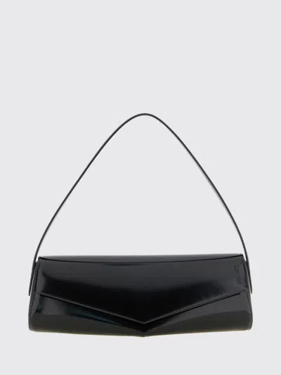 Jil Sander Kante Brushed Calfskin Shoulder Bag With Flat Handle In Black