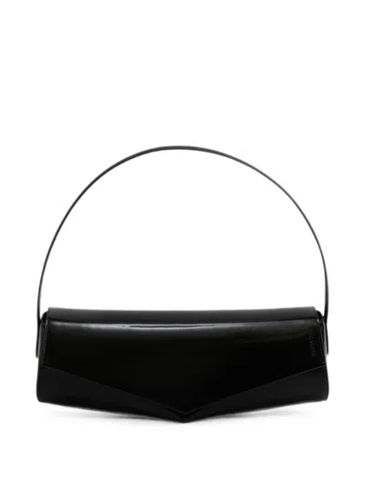 Jil Sander Black Kante Flap Shoulder Bag In Purple