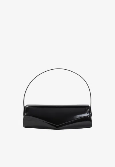 Jil Sander Kante Flap Shoulder Bag In Polished Calf Leather In Pink
