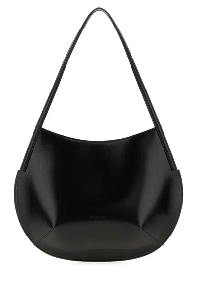 Jil Sander Kante Leather Shoulder Bag In Black