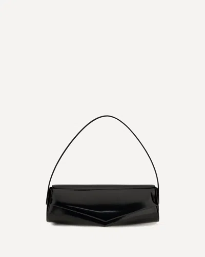 Jil Sander Kante Patent-leather Shoulder Bag In Black