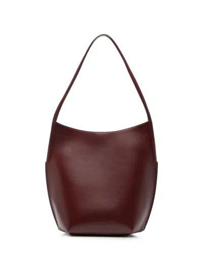 Jil Sander Kante Logo-debossed Leather Tote Bag In Burgundy