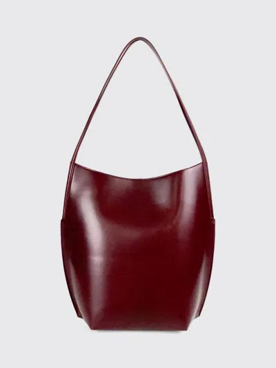 Jil Sander Kante Ovine Leather Shoulder Bag With A Rounded Silhouette In Burgundy