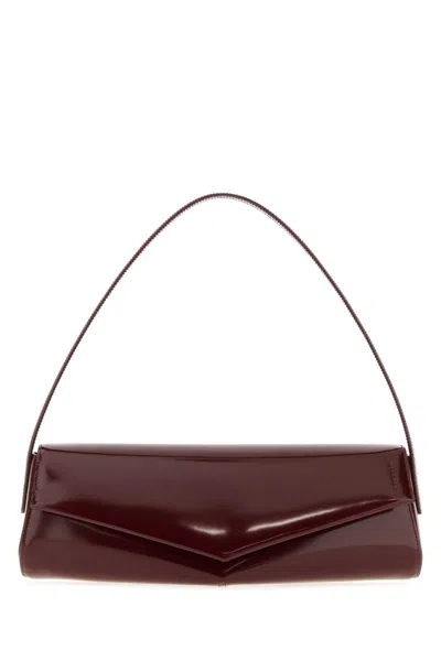 Jil Sander Kante Shoulder Handbag In 100% Calf Leather With Handle, 34 Cm X 13 Cm X 4 Cm In Burgundy