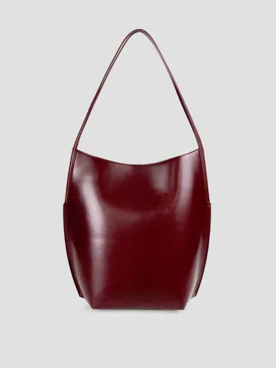Jil Sander Kante Tote Handbag In 100% Sheepskin In Chestnut Brown