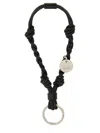 Jil Sander Knot-detail Leather Keyring In Black