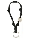 Jil Sander Knot-detail Leather Keyring In Black
