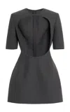 Jil Sander Keyhole Double-faced Wool-silk Mini Dress In Gray