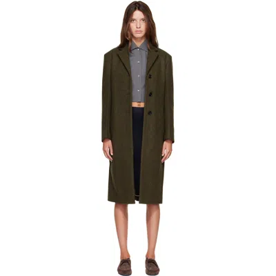 Jil Sander Khaki Loden Wool Coat In 312 Thyme Green