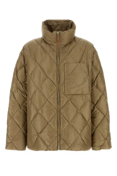 Jil Sander Quilted High Collar Chest Pocket Jacket In Brown