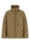 Jil Sander Quilted High Collar Chest Pocket Jacket In Brown