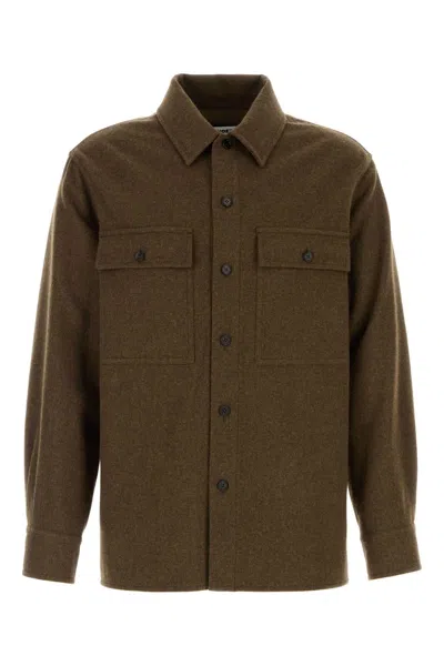 Jil Sander Khaki Wool Shirt In Brown