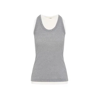 Jil Sander Kit Grey Cotton Tank Top