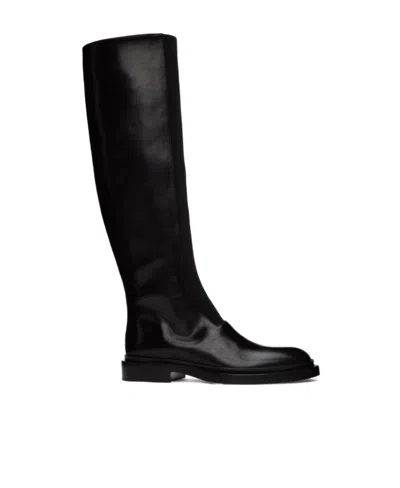 Jil Sander Knee-high Leather Boots In Black