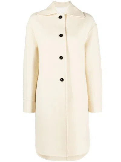 Jil Sander Pearl White Wool W 04 Double Breast Coat In Neutral