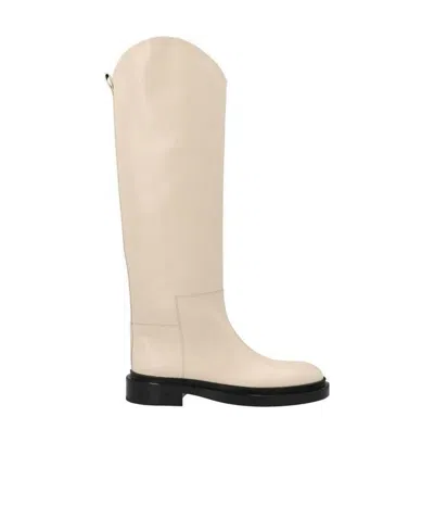 Jil Sander Knee-length Leather Boots In Nude