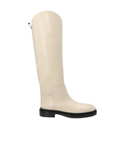 Jil Sander Off-white Riding Tall Boots In 271 Cream