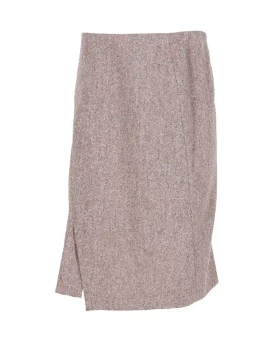 Jil Sander Knee-length Skirt In Beige Alpaca Wool