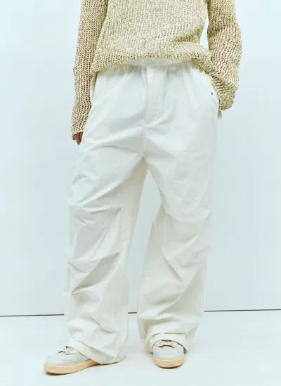 Jil Sander Knee Pleat Trousers In White