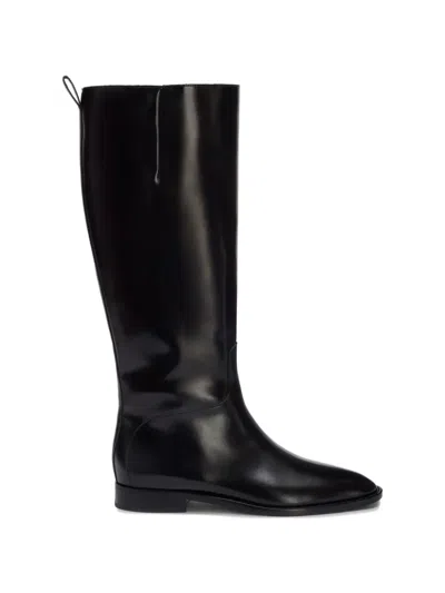 Jil Sander Knee-high Leather Boots In Black