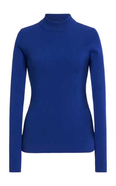 Jil Sander Knit Mock Neck Sweater In Blue