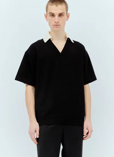 Jil Sander Knit Polo Shirt In Black