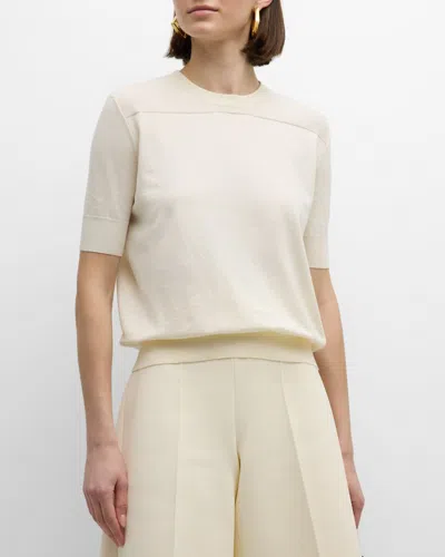Jil Sander Knit Short-sleeve T-shirt In White Ston