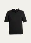 JIL SANDER KNIT T-SHIRT WITH SEQUINED COLLAR