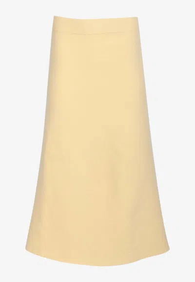 Jil Sander Knitted A-line Midi Skirt In Yellow