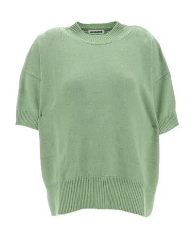 Jil Sander Knitted Cashmere Top In Green