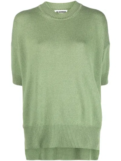 Jil Sander Knitted Cashmere Top In Green