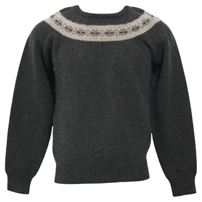 Pre-owned Jil Sander Knitted Chest Pattern Detail Crewneck Sweater In Grey Wool In Gray