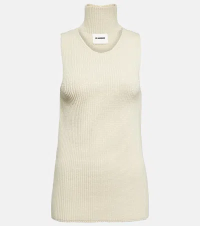 Jil Sander Knitted Cotton-blend Top In Cloud