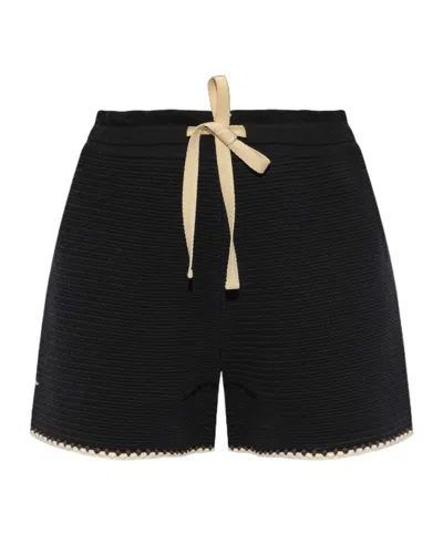 Jil Sander Knitted Cotton Shorts In Black