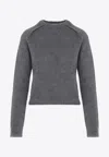Jil Sander Virgin Wool And Silk Sweater With Brushed Finish In Gray