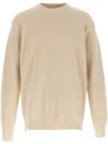 Jil Sander Crew Neck Sweater Side Zipper In Neutrals