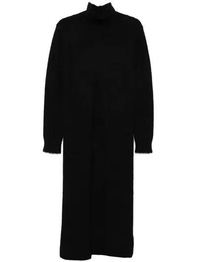 Jil Sander Black Alpaca Blend Dress