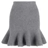Jil Sander Knitted Mini High-waisted Trumpet Skirt In Grey Wool In Grey