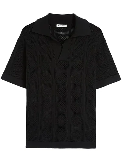 Jil Sander Gestricktes Poloshirt In 001 Black