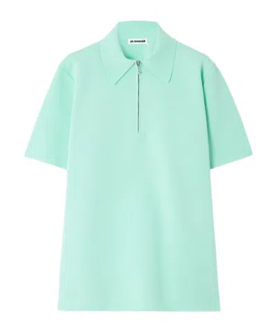 Jil Sander Knitted Polo Shirt In Green