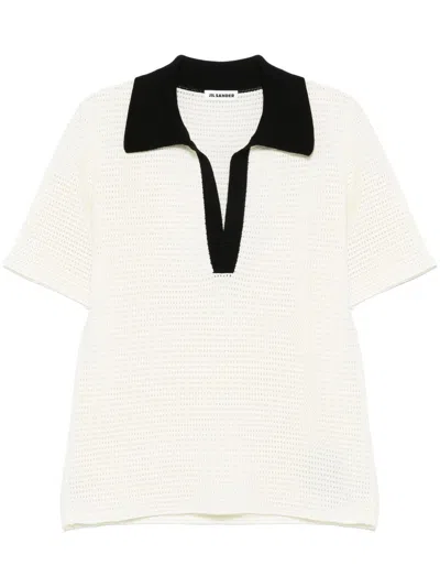 Jil Sander Knitted Polo Shirt In White