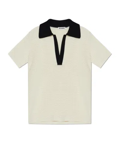 Jil Sander Knitted Polo Shirt In White
