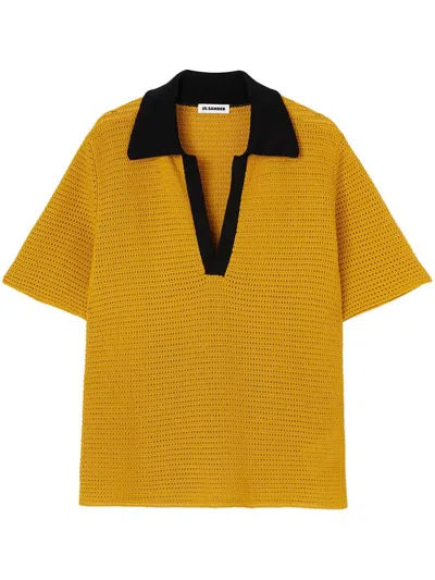 Jil Sander Knitted Polo Shirt In Yellow