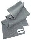 Jil Sander Knitted Scarf With Patch In Grey